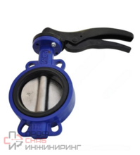 Tecofi затвор дисковый поворотный межфланцевый с мех редуктором, корпус и диск ковкий чугун, манжета EPDM, PN25, ДУ 150