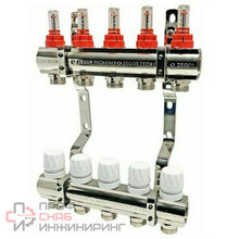 Коллекторный блок 1"х3/4" 7 выходов с расходомерами латунь Zegor