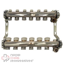 Коллекторный блок Gekon для теплого пола и радиаторного отопления 1"x3/4"EU отверстий-6, в комплекте: термостат., Gekon_Armatura