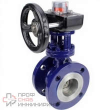 Затвор дисковый поворотный с тройным эксцентриситетом DN.ru WBV3EX-3431M-1W-F-ISO Ду100 Ру25 корпус - углеродистая сталь WCB, диск - нержавеющая сталь 304, уплотнение - METAL, с редуктором DN.ru HGB RQN3-680Z с индикатором положения