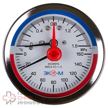 Термоманометр ЭКОМЕРА 120С 1,6МПа Дк80 G1/4"осевой в/к перех G1/2" L=46мм