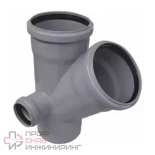 Крестовина РосТурПласт PP-H 2-пл сер б/н Дн110х110х50х45гр лев в/к