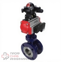 Затвор дисковый поворотный с тройным эксцентриситетом DN.ru WBV3EX-3432M-1W-F-ISO Ду65 Ру25 с пневмоприводом DN.ru PA-DA-083, пневмораспределителем DN.ru 4M310-08 24В и БКВ DN.ru APL-210N