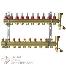 Комплект коллекторов Danfoss FHF-10F set с расходомерами, кронштейнами и воздухоотводчиками, 10 контуров