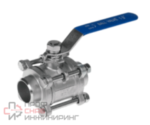 Кран шаровый приварной короткий 3-хсоставной DN 32 (1 1/4') AISI 304 PN 63 "LEADTEK"
