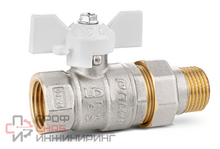 Кран шаровой латунный LD Pride НВ 1/2" с разъемным соединением, полный проход, белая бабочка