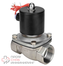 Клапан электромагнитный DN.ru VS131-ET-NC-24VAC 2" Ду50 Ру10 прямого действия двухходовой, корпус - сталь нержавеющая 304, присоединение - внутренняя резьба, уплотнение - EPDM, нормально-закрытый, катушка - 24В AC