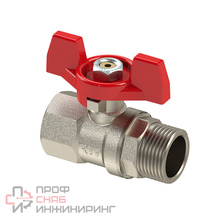 Кран шаровой бабочка латунь НР/НР 3/4,PN25 РосТурПласт