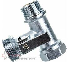 Кран шаровой Uni-Fitt ННВ 1/2" x 3/4" х 1/2" проходной для стиральных машин, флажок, хромированный