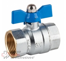 Кран шаровой полнопроходной GENEBRE 3035 06 DN025 PN25, корпус - латунь, шар - латунь, уплотнение шара - PTFE, ВР/ВР, рукоятка-бабочка (синяя)