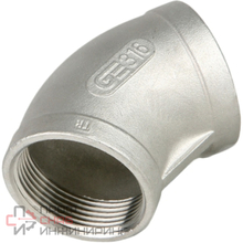 Угольник GENEBRE 0120 02, DN008 (1/4")  PN20, 45 град, корпус - AISI316 (CF8M)  ВР-ВР