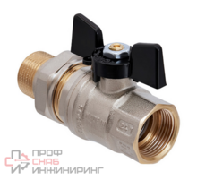 Кран шаровой латунный Hoobs с американкой НР/ВР 1/2'' с ручкой-бабочкой чёрного цвета