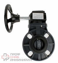 Затвор дисковый поворотный DN.ru WBV4242E-2W-Fb-ISO Дн65 Ру10 межфланцевый, корпус - НПВХ, диск - НПВХ, уплотнение - EPDM, с редуктором RDN RQN1-150Z-T24