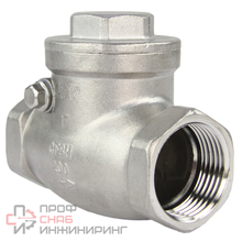 Клапан обратный DN.ru VC3232P-T Ду25 Ру16, корпус - нержавеющая сталь 316, уплотнение - PTFE, поворотный, муфтовый