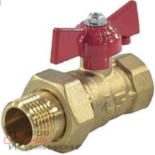 Кран шаровой SantechSystems латунь 11б27п1 Ду25 Ру16 м/американка бабочка шар