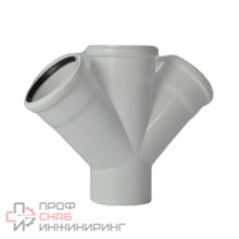 Крестовина РосТурПласт PP-H 1-плоскостная белая бесшумная Дн110х110х110х45гр в/к