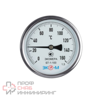 Термометр биметаллический БТ-1-100 160С Дк100 L=40 осевой Экомера
