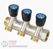 Коллектор Aquasfera латунный с клапаном регулирующим 1" м/р 2в 3/4" ЕК н/р 50мм