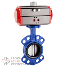 Затвор чугунный VDN Ду80 диск из ковкого чугуна с пневмоприводом двустороннего действия + БИП