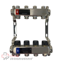 Коллектор WAAG 1"х3/4", 4 выхода, c клапанами, сталь нержавеющая