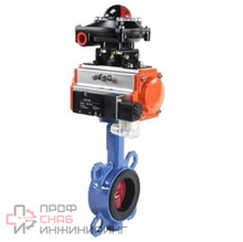 Затвор дисковый поворотный DN.ru WBV1413E-2W-Fb-H Ду100 Ру16, корпус - чугун GGG50, диск - чугун GGG40, уплотнение - EPDM, с пневмоприводом DN.ru PA-SA-130, пневмораспределителем 4M310-08 24В и БКВ APL-510N EX