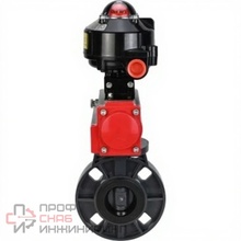 Затвор дисковый поворотный DN.ru WBV4242E-2W-Fb-ISO Дн150 Ру10 межфланцевый, корпус - НПВХ, диск - НПВХ, уплотнение - EPDM, с пневмоприводом PA-SA-105 и БКВ APL-510N EX