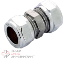 Соединитель обжимной Tiemme 10х10 латунь никелированная