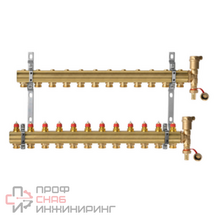 Коллекторная группа FHF-12R, с воздухоотводчиками, с кронштейнами, Ридан, 12 выходов