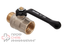 Кран шаровой латунный Hoobs НР/ВР 1/2'' с алюминиевой ручкой-рычагом чёрного цвета