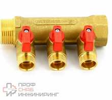 Коллектор Tiemme НВ 1' 3� (1/2'х16) Н 36мм с кранами