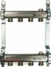 Коллектор STOUT из нержавеющей стали для радиаторной разводки 4 вых.