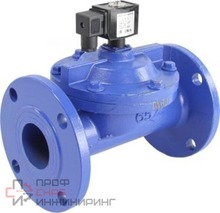 Клапан электромагнитный DN.ru VS610-EF-NC-220VAC Ду65 Ру10, соленоидный двухходовой, корпус - чугун, уплотнение - EPDM, фланцевый, нормально-закрытый, пилотный, катушка - 220В DAR