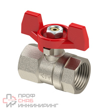 Кран шаровой латунный 1/2" вн/вн PN25 ручка бабочка РостурПласт