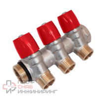 Коллектор General Fittings 6200 (4 выхода) красный вентиль