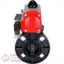 Затвор дисковый поворотный DN.ru WBV4242E-2W-Fb-ISO Дн150 Ру10 межфланцевый, корпус - НПВХ, диск - НПВХ, уплотнение - EPDM, с пневмоприводом PA-SA-105 и пневмораспределителем 4M310-08 24В