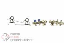 Коллекторная группа, 1", 7 контуров, размер отвода-3/4", с вентилями, Elsen