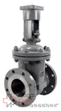 Задвижка клиновая 30с941нж DN.ru GVWR2121M-2W-F-ОСТ Ду100 Ру16 фланцевая, корпус - сталь 25Л, материал клина - сталь 25Л, уплотнение - металл, с ОСТ-фланцем, с голым штоком GAIR, крутящий момент 86
