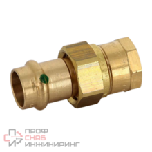 Разъёмное соединение Sanpress с SC-Contur 18x1/2", с плоским уплотнением, с переходом на внутреннюю резьбу, бронза, модель 2262