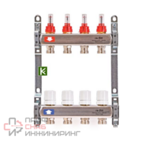 Коллекторная группа Uni-fitt 1" х 13 выходов 3/4" с расходомерами и термостатическими вентилями без конц, нерж. сталь