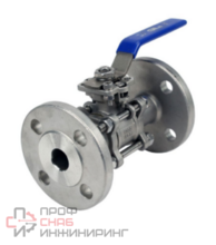 Кран шаровой DN.ru BV3232 (3pc) FP-F-ISO-H Ду40 Ру40, полнопроходной, трехсоставной, нержавеющая сталь 316, уплотнение - PTFE, фланцевый, с ISO-фланцем, 14х14, F05/F07