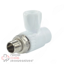 Кран PP-R бел шар Дн20х1/2" НР прям д/рад РосТурПласт