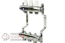 Коллекторная группа РосТурПласт с ручными регулирующими клапанами и кронштейном (евроконус 3/4") нержавеющая сталь SUS 304 1"х3 выхода RTP