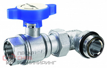 Кран шаровой FAR 1"ВР х 1"НР с угольником хром. красная ручка