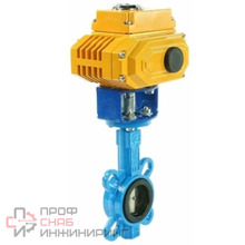 Затвор дисковый поворотный DN.ru WBV1413E-2W-Fb-H Ду125 Ру16, корпус - чугун GGG50, диск - чугун GGG40, уплотнение - EPDM, с электроприводом DN.ru QT-N-015EM-O1-24VDC-У1