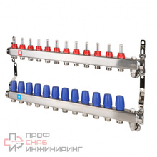 Коллектор MVI из нержавеющей стали в сборе с расходомерами, дренажным краном и воздухоотводчиком MS.706.06