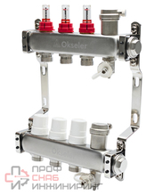 Коллекторы Okseler с расходомерами и автоматическими воздухоотводчиками 9 выходов, 1 x 3/4