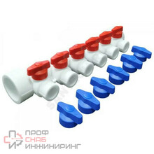 Коллектор PP-R белый Дн32х20 на 2 выхода с кранами VALFEX