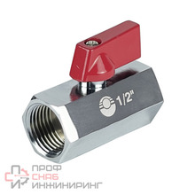 Кран шаровой Valfex латунь красный Ду1/4" Ру10 мини флажковая рукоятка