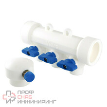 Коллектор Valtec с отсечными кранами ПП 40 вн. х 6 выхода 20 вн. VTm