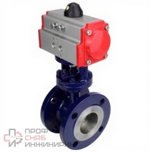 Затвор дисковый поворотный с тройным эксцентриситетом DN.ru WBV3EX-3432M-1W-F-ISO Ду125 Ру25 корпус - углеродистая сталь WCB, диск - нержавеющая сталь 316, уплотнение - METAL, с пневмоприводом DN.ru PA-DA-140 двойного действия